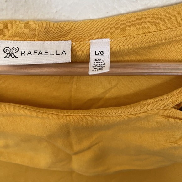 Rafaella Womens Blouse Bertha Collar Size Large Yellow Short Sleeve 100% Cotton - Picture 6 of 6